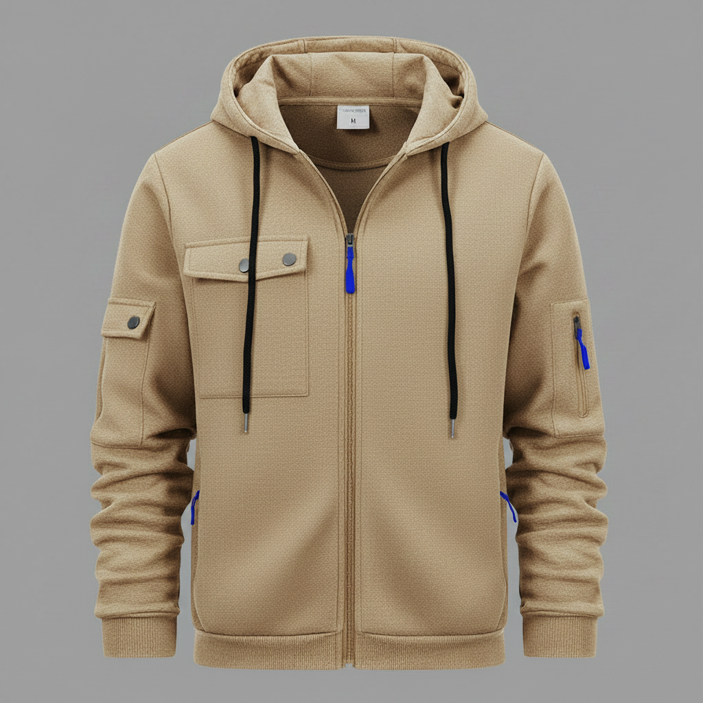 Men's Utility Zip-Up Hoodie | Casual Sweatshirt with Pockets