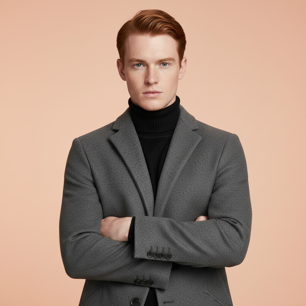 Men's Long Coat | Notched Lapel Overcoat for Winter