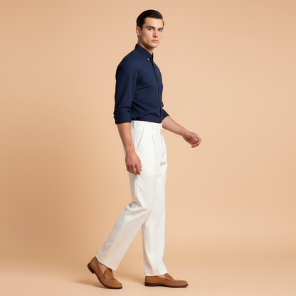 Men's Pleated Trousers | Straight Fit Formal Pants