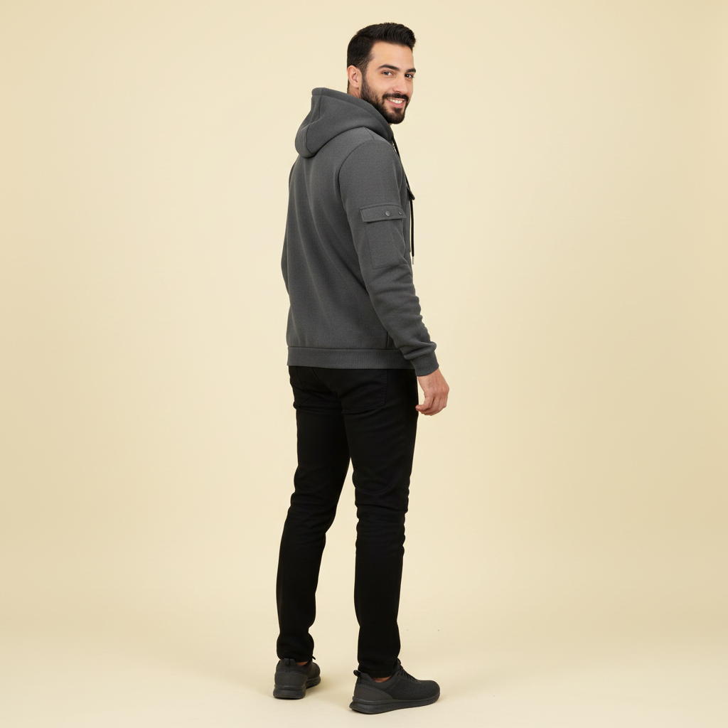 Men's Utility Zip-Up Hoodie | Casual Sweatshirt with Pockets