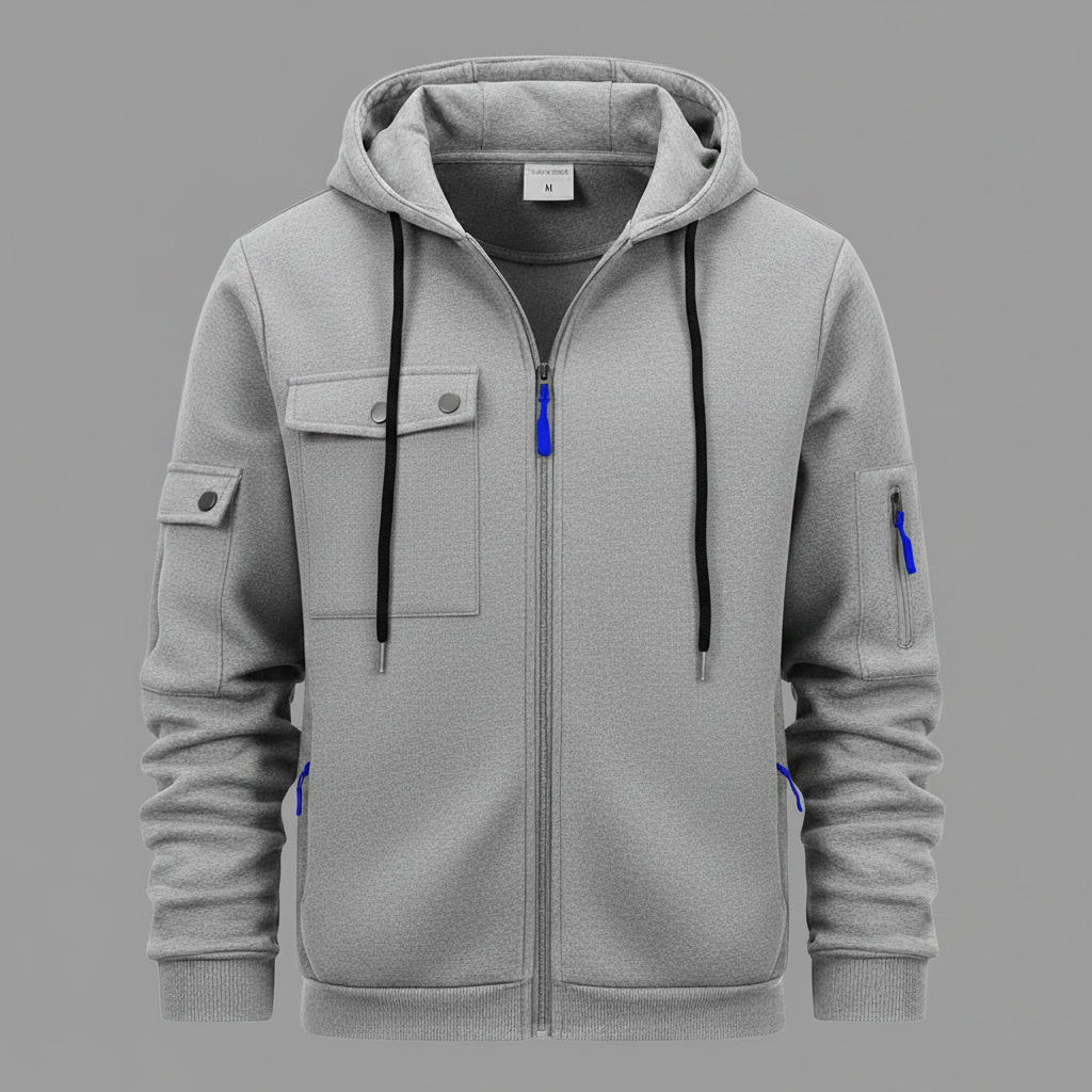 Men's Utility Zip-Up Hoodie | Casual Sweatshirt with Pockets