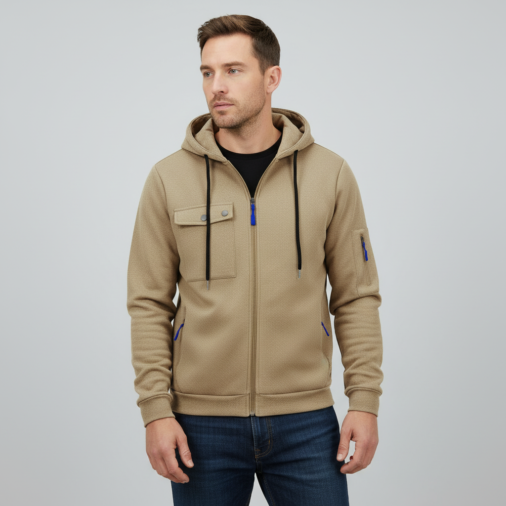 Men's Utility Zip-Up Hoodie | Casual Sweatshirt with Pockets