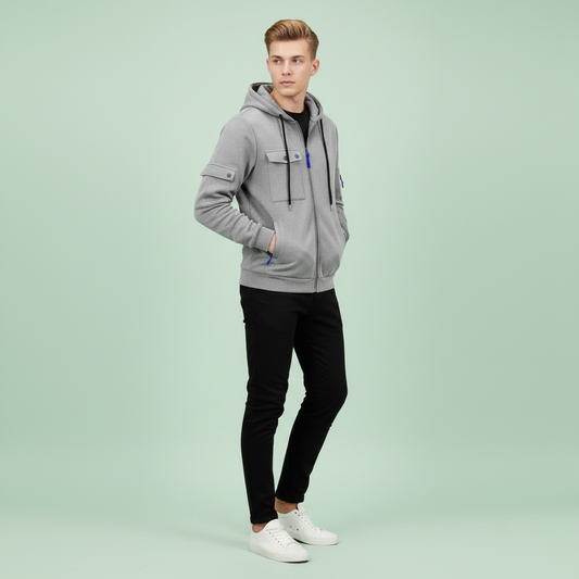 Men's Utility Zip-Up Hoodie | Casual Sweatshirt with Pockets