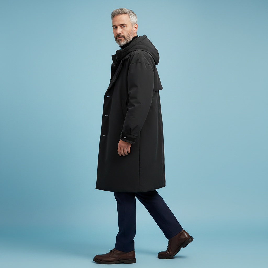 Men's Waterproof Puffer Trench Coat | Stylish Winter Jacket