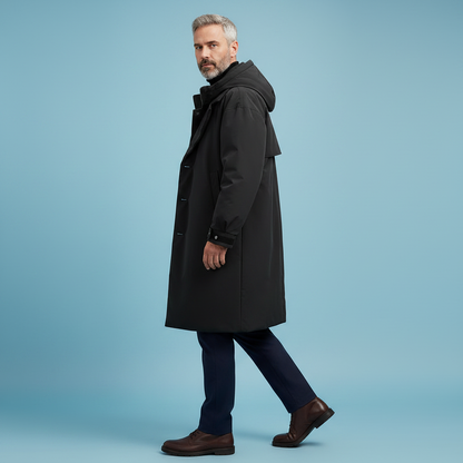 Men's Waterproof Puffer Trench Coat | Stylish Winter Jacket