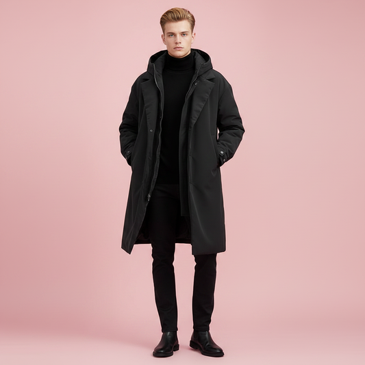 Men's Waterproof Puffer Trench Coat | Stylish Winter Jacket