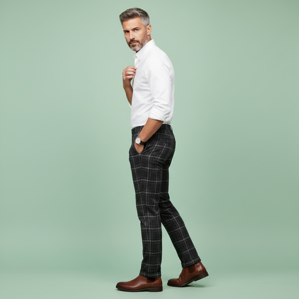 Sasha Checked Chinos | Men's Casual Trousers