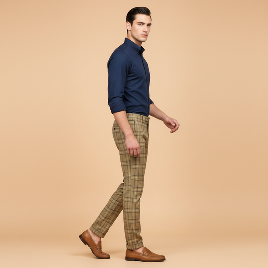 Sasha Checked Chinos | Men's Casual Trousers